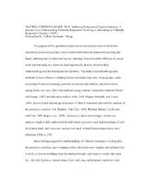 A Journey from Understanding Culturally Responsive Teaching to Identifying As Culturally Responsive Teachers