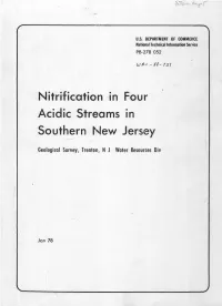 Nitrification in Four Acidic Streams in Southern New Jersey