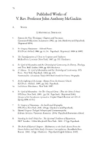 Published Works of V. Rev. Professor John Anthony Mcguckin