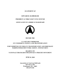 Statement of Edward R. Hamberger President