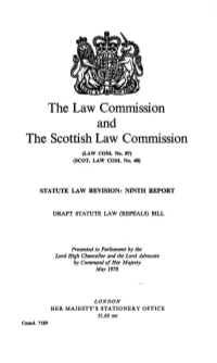 Statute Law Revision: Ninth Report: Draft Statute Law Repeals Bill