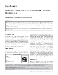 Unilateral Galactorrhea Associated with Low-Dose Escitalopram