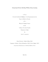 Integrating Pattern Matching Within String Scanning a Thesis