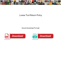Lowes Tool Return Policy