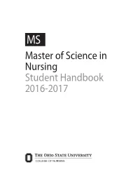 Master of Science in Nursing Student Handbook 2016-2017