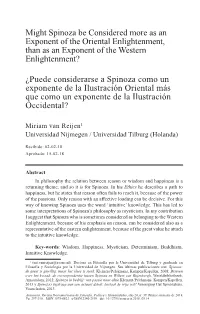 Might Spinoza Be Considered More As an Exponent of the Oriental Enlightenment, Than As an Exponent of the Western Enlightenment?
