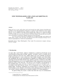 New Technologies and Language Shifting in Vanuatu
