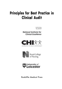 Principles for Best Practice in Clinical Audit