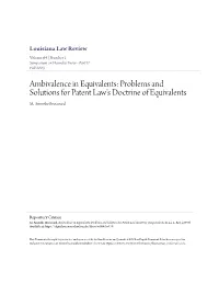 Problems and Solutions for Patent Law's Doctrine of Equivalents M