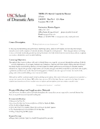 Sketch Comedy 2019 Syllabus