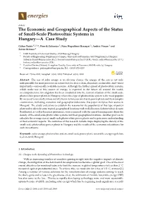 The Economic and Geographical Aspects of the Status of Small-Scale Photovoltaic Systems in Hungary—A Case Study