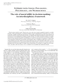The Role of Moral Utility in Decision Making: an Interdisciplinary Framework