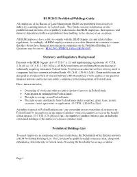 BLM Prohibited Holdings List 2021