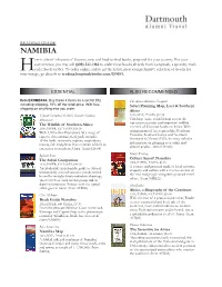 NAMIBIA Ere Is a Brief Selection of Favorite, New and Hard-To-Find Books, Prepared for Your Journey