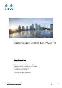 Open Source Used in SD-AVC 3.1.0