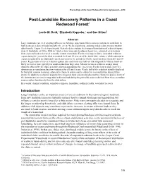 Post-Landslide Recovery Patterns in a Coast Redwood Forest1
