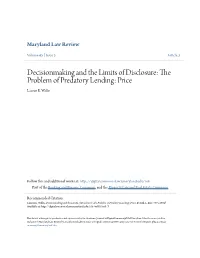 The Problem of Predatory Lending: Price Lauren E