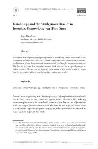 “Ambiguous Oracle” in Josephus, Bellum 6.312–313 (Part One)