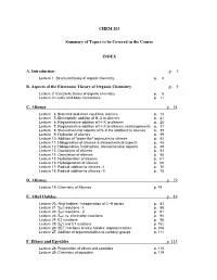 CHEM 203 Summary of Topics to Be Covered in the Course INDEX A