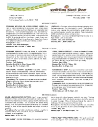 Classes & Events Weaving Classes Crochet Classes