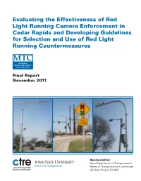 Evaluating the Effectiveness of Red Light Running Camera Enforcement in Cedar Rapids and Developing Guidelines for Selection