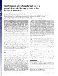 Identification and Characterization of a Gonadotropin-Inhibitory System in the Brains of Mammals
