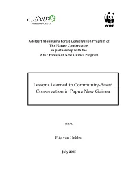 Lessons Learned in Community-Based Conservation In