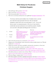 Precalculus Huygens Quiz Answers