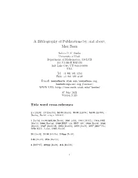 A Bibliography of Publications By, and About, Max Born