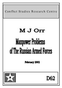 Manpower Problems of the Russian Armed Forces