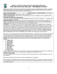 Post-Wildfire Risk Analysis – Preliminary Report