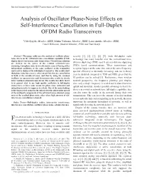 Analysis of Oscillator Phase-Noise Effects on Self-Interference Cancellation in Full-Duplex OFDM Radio Transceivers