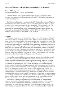 Broken Mirror: a Look Into Octavio Paz’S “Blanco”
