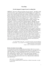Jacques Lacan's Reading Lists