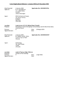 List of Applications Between 1 January 2003 to 31 December 2003