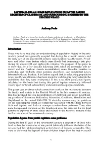 Baptismal Delay: Some Implications from the Parish Registers of Cranbrook and Surrounding Parishes in the Kentish Weald