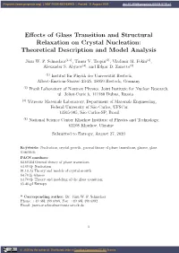 Effects of Glass Transition and Structural Relaxation on Crystal