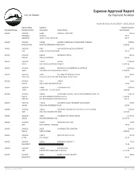 Expense Approval Report City of Golden by Payment Number