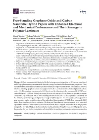 Free-Standing Graphene Oxide and Carbon Nanotube Hybrid Papers with Enhanced Electrical and Mechanical Performance and Their Synergy in Polymer Laminates
