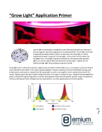 Grow Light” Application Primer