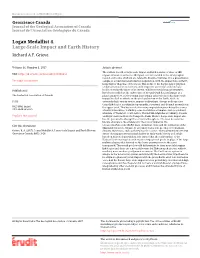 Logan Medallist 4. Large-Scale Impact and Earth History Richard A.F
