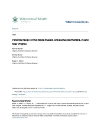 Potential Range of the Zebra Mussel, Dreissena Polymorpha, in and Near Virginia