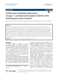 Preferential Epithelial Expression of Type-1 Cannabinoid Receptor (CB1R