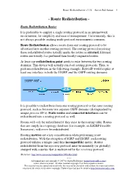 Route Redistribution V1.14 – Aaron Balchunas 1