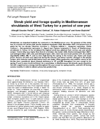 Shrub Yield and Forage Quality in Mediterranean Shrublands of West Turkey for a Period of One Year