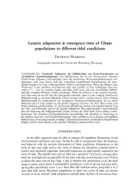 Clunio Populations to Different Tidal Conditions