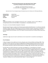 Final Recovery Planning Outline with Listing Status Review Triggers for the Illinois Endangered Leatherflower (Clematis Viorna)
