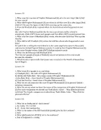 Lesson: 13 1. What Was the Reaction of Prophet Muhammad (S), After He