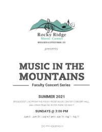 Music in the Mountains: Faculty Concert Series Program 1