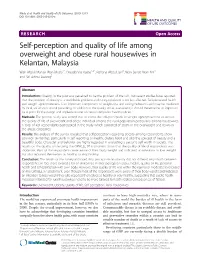 Self-Perception and Quality of Life Among Overweight and Obese Rural